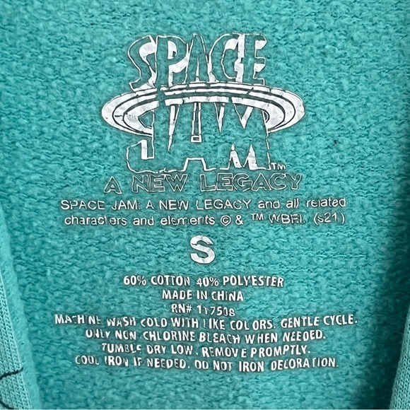 Space Jam Hoodie All Over Print Tune Squad Teal Womens Size Small Basketball - Picture 6 of 11